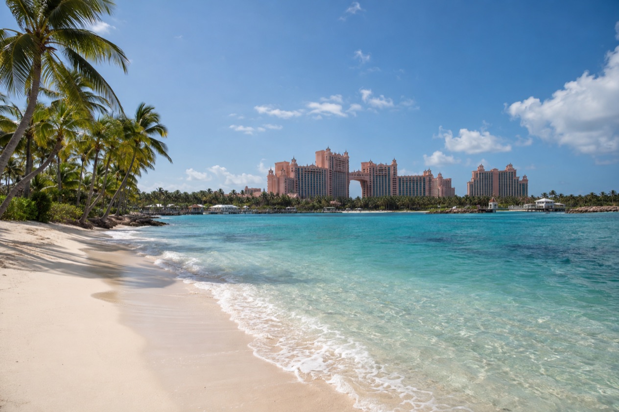A beach on Paradise Island in spring