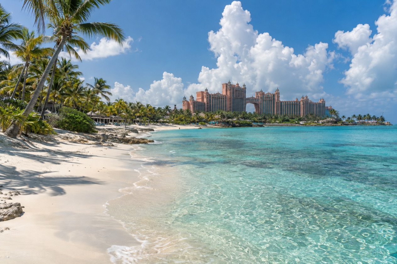 A beach on Paradise Island in summer