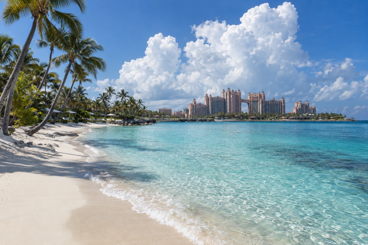 A beach on Paradise Island in summer