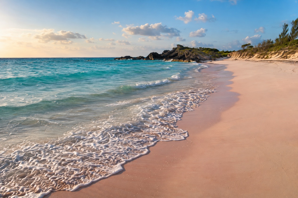 Pink-tinged sand
