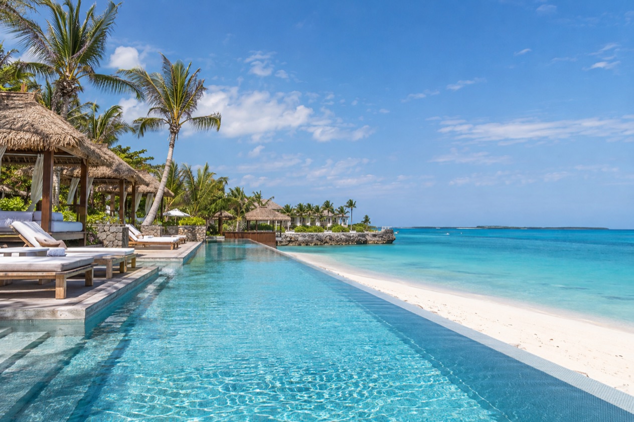 A beachfront resort pool