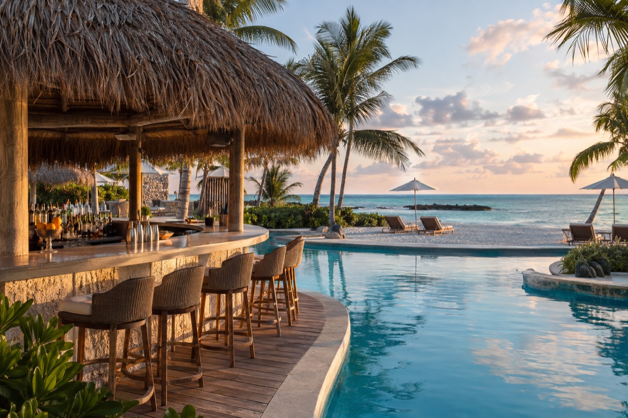 A pool bar at a resort