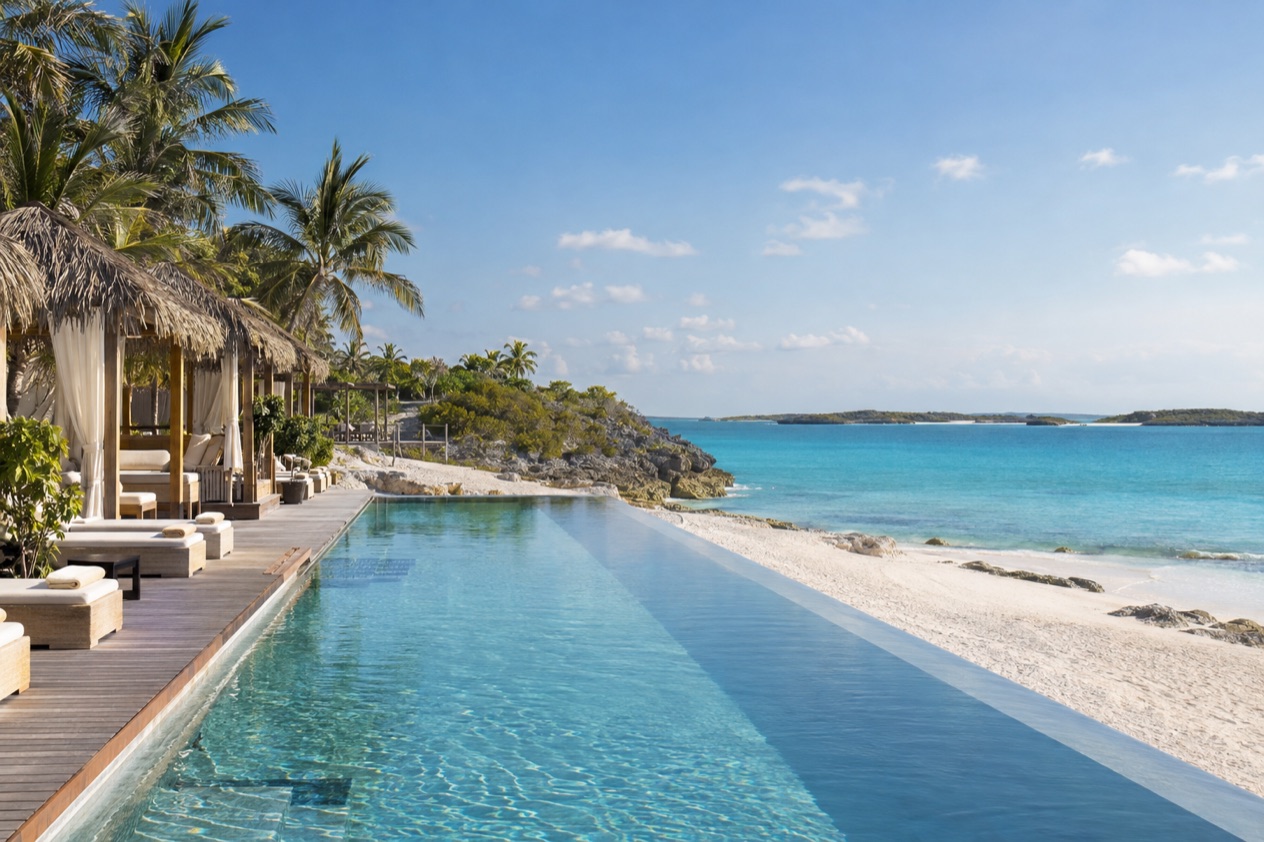 A beachfront resort pool