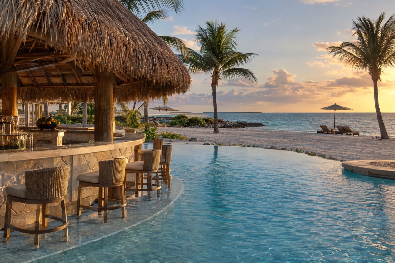 A pool bar at a resort
