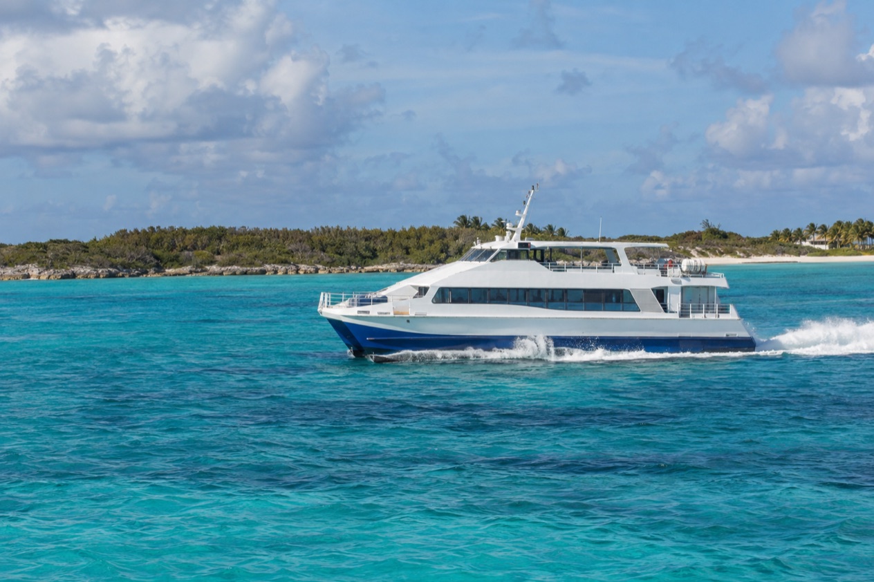 A passenger ferry at sea