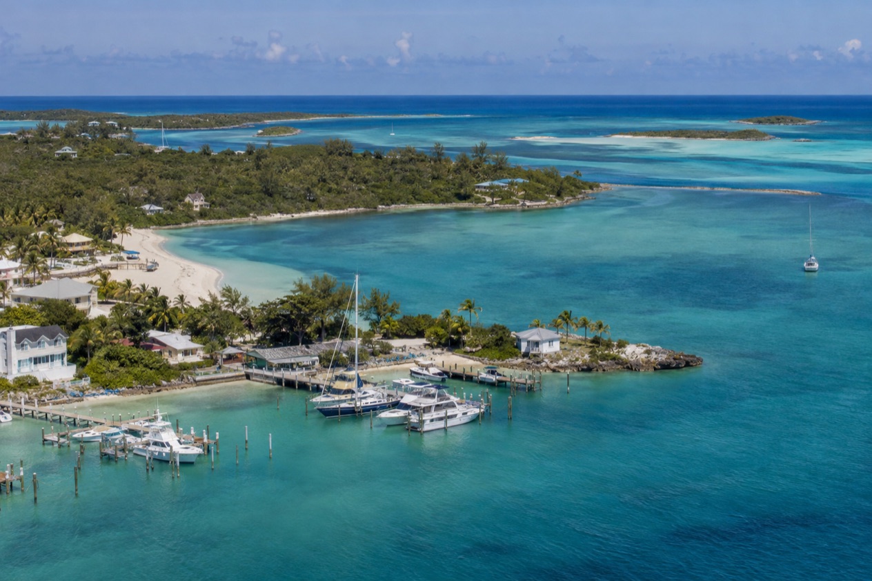 A marina at the north end of the Abacos