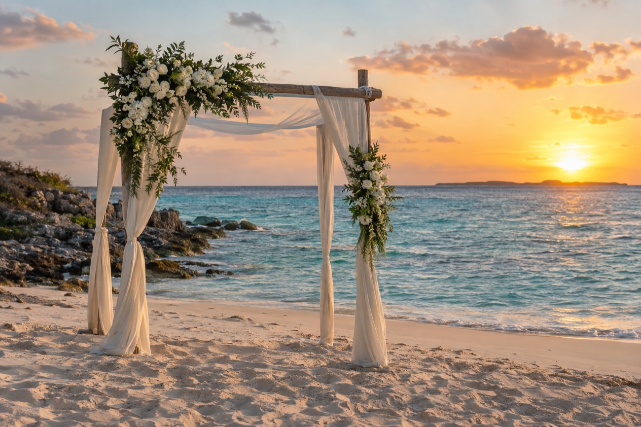 A wedding arch on the beach