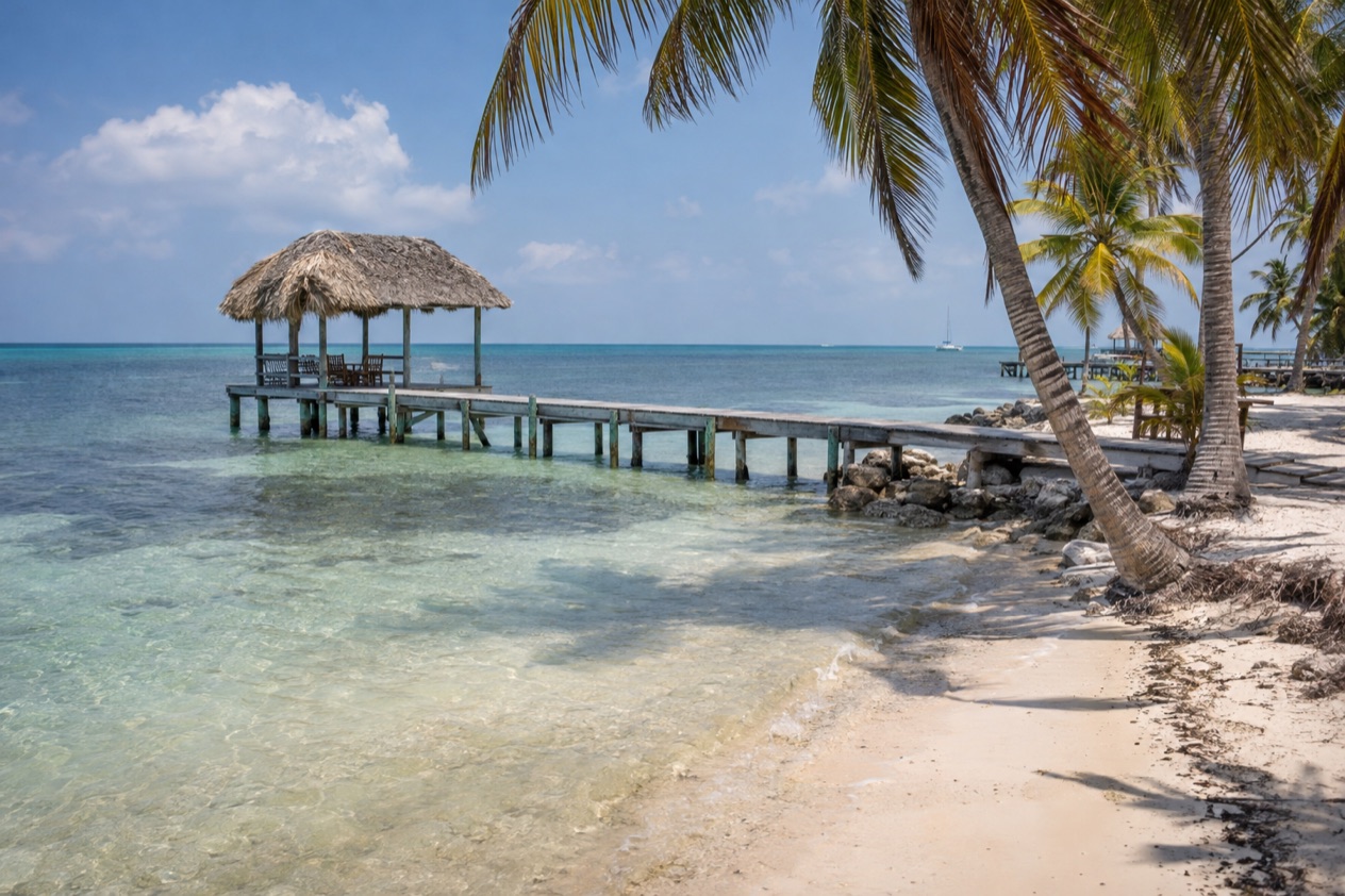 A pier on Ambergris Caye