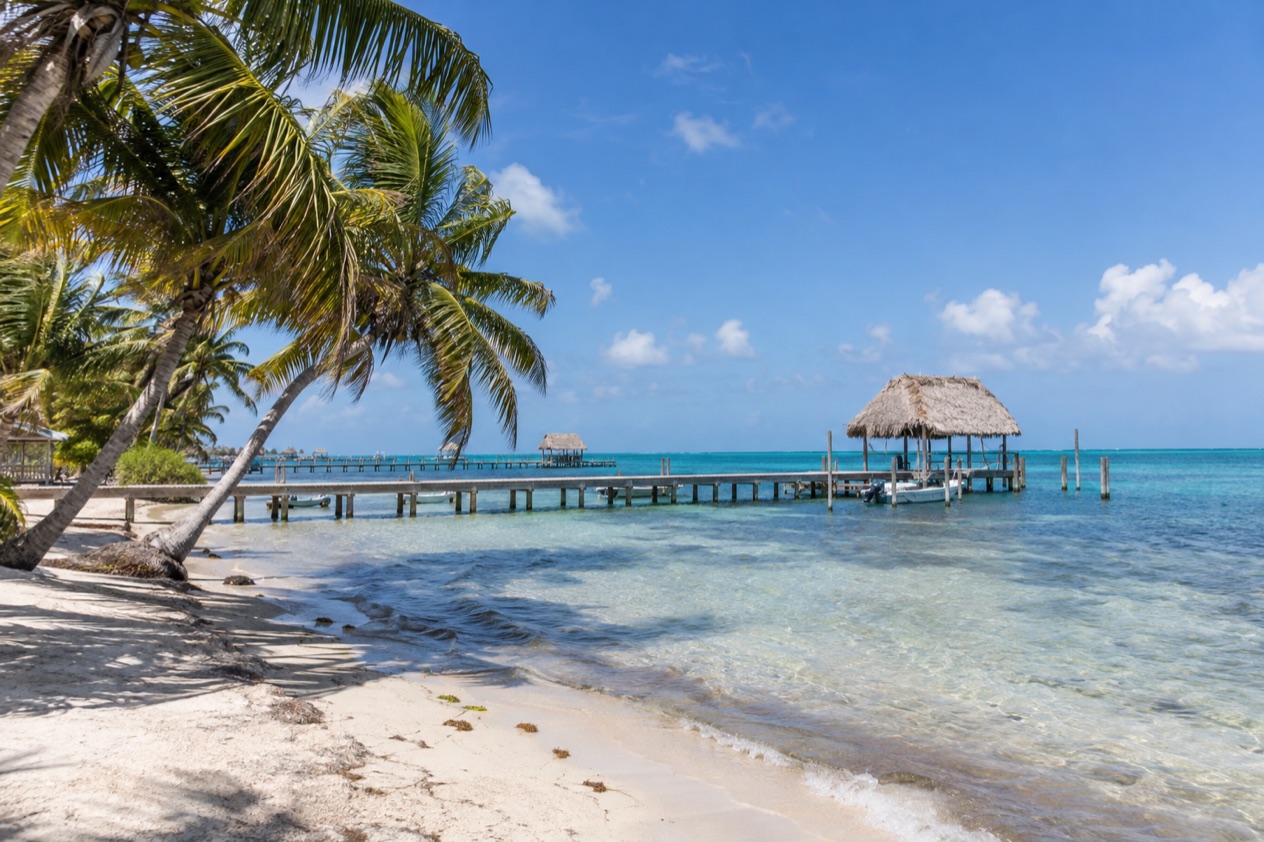 A pier on Ambergris Caye in spring