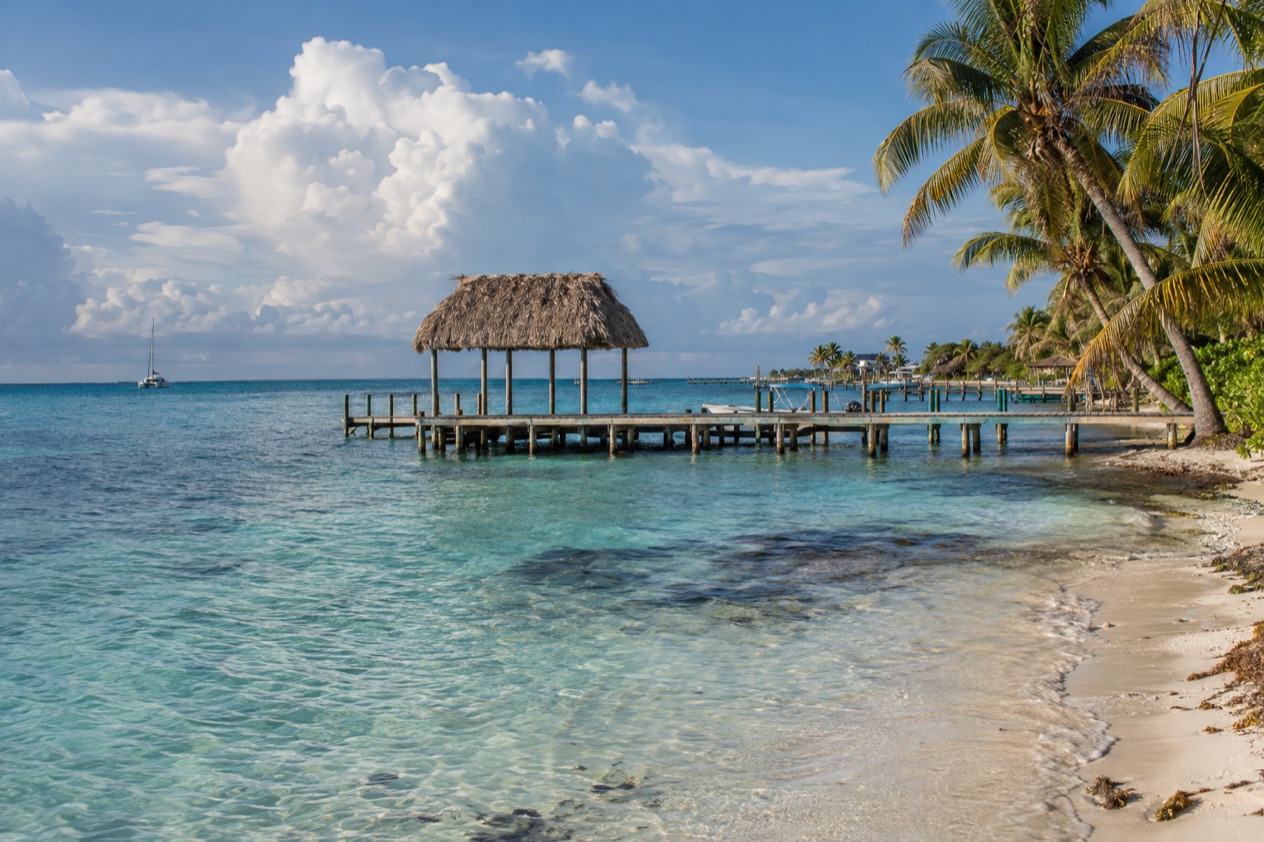 A pier on Ambergris Caye in the wet season