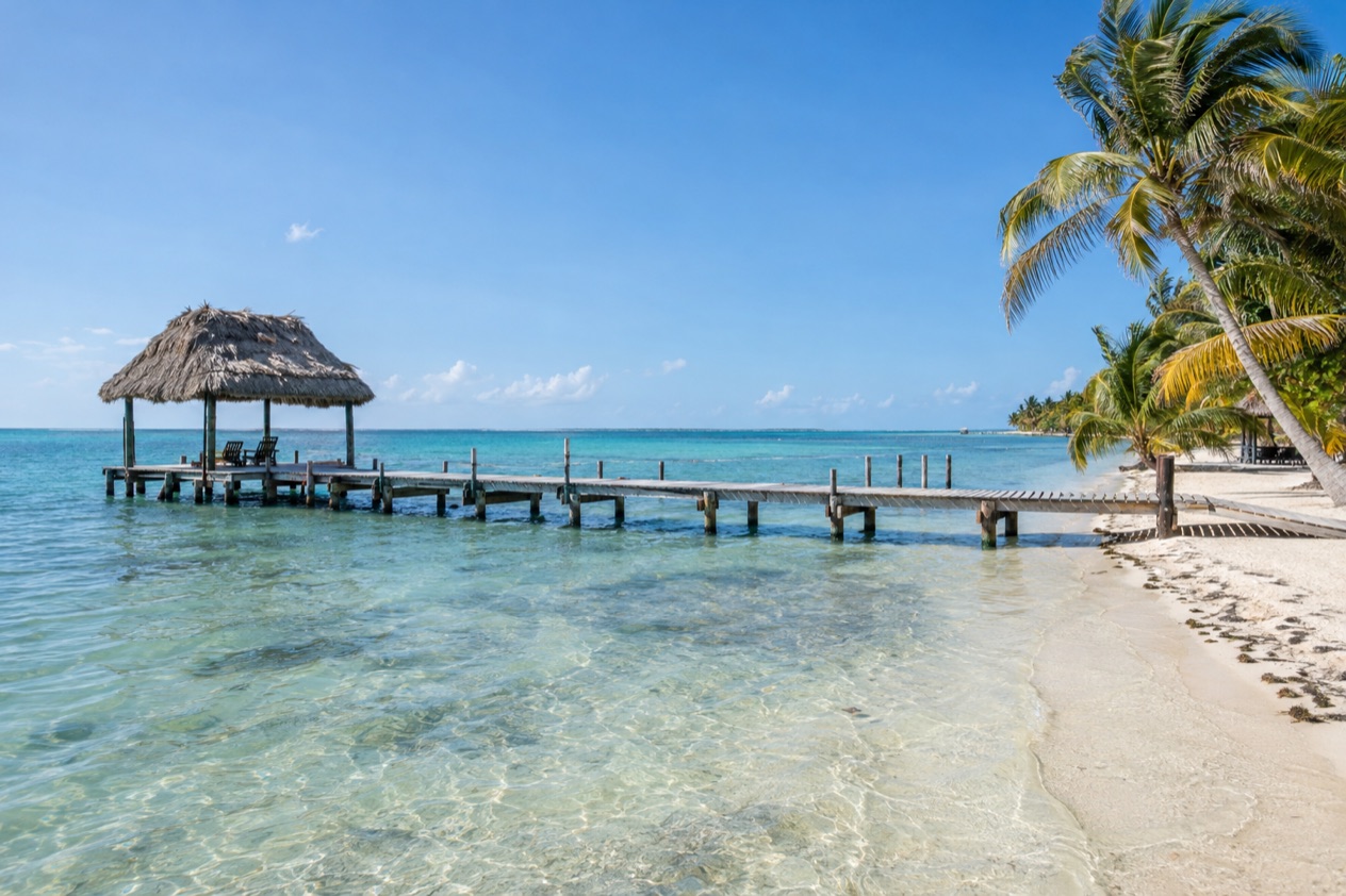 A pier on Ambergris Caye in the dry season