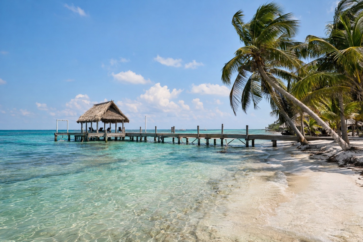 A pier on Ambergris Caye