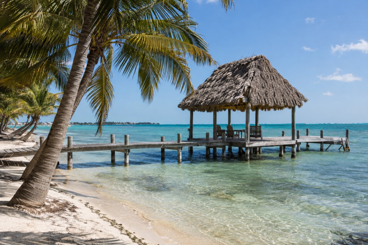 A pier on Ambergris Caye in the dry season