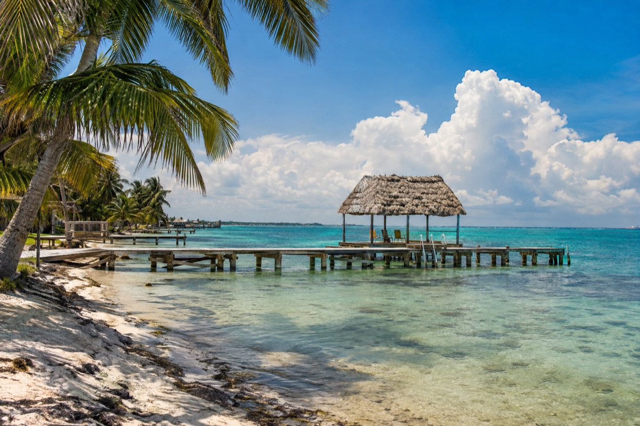 A pier on Ambergris Caye in the wet season