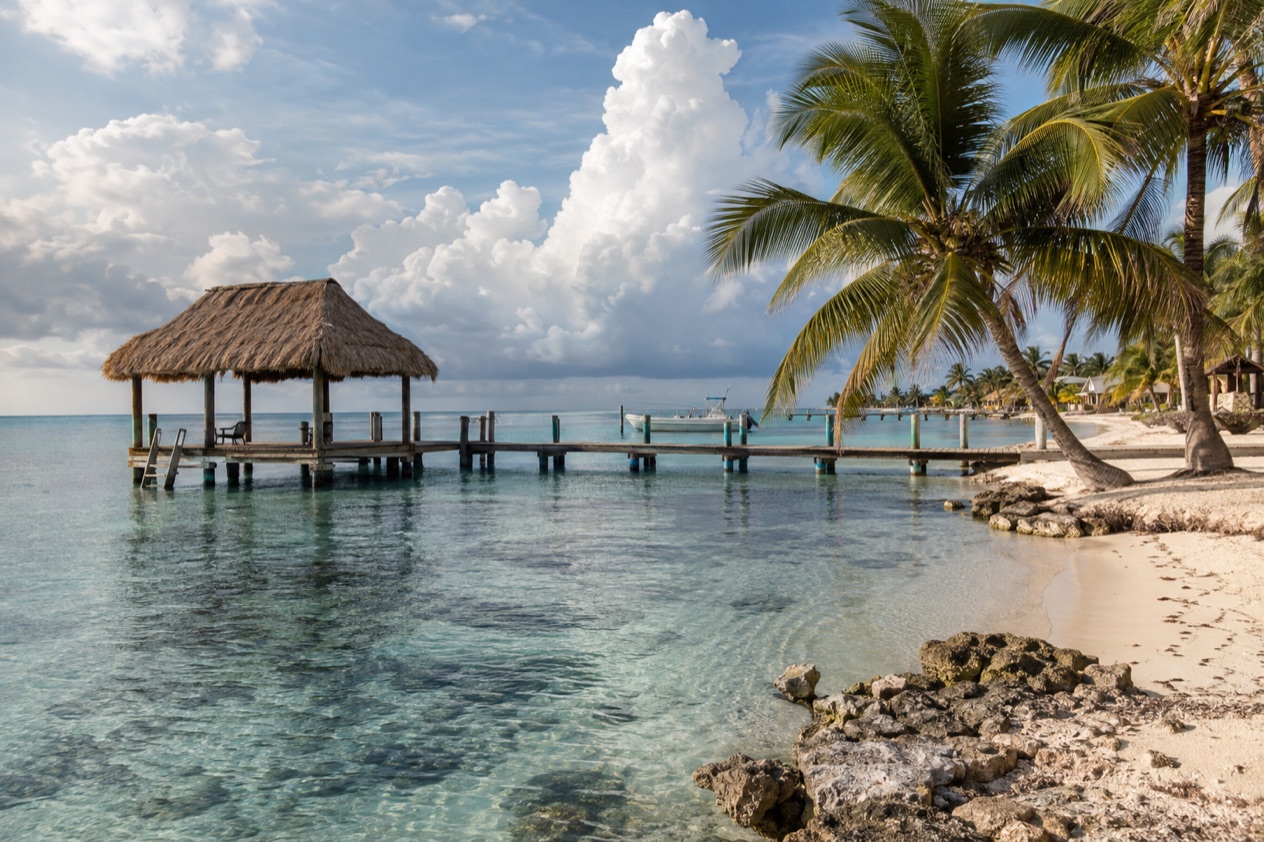 A pier on Ambergris Caye in the wet season