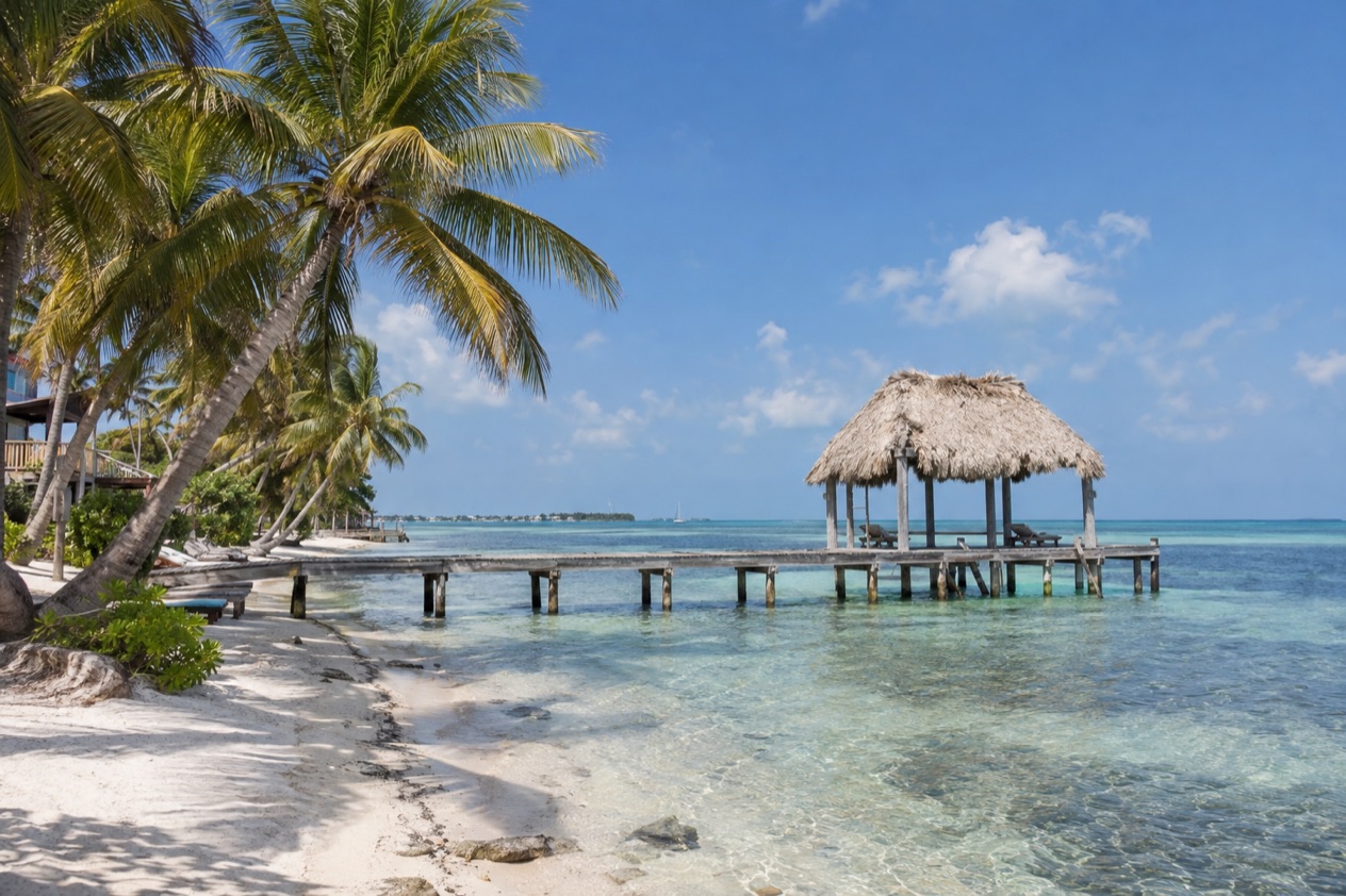A pier on Ambergris Caye in the dry season