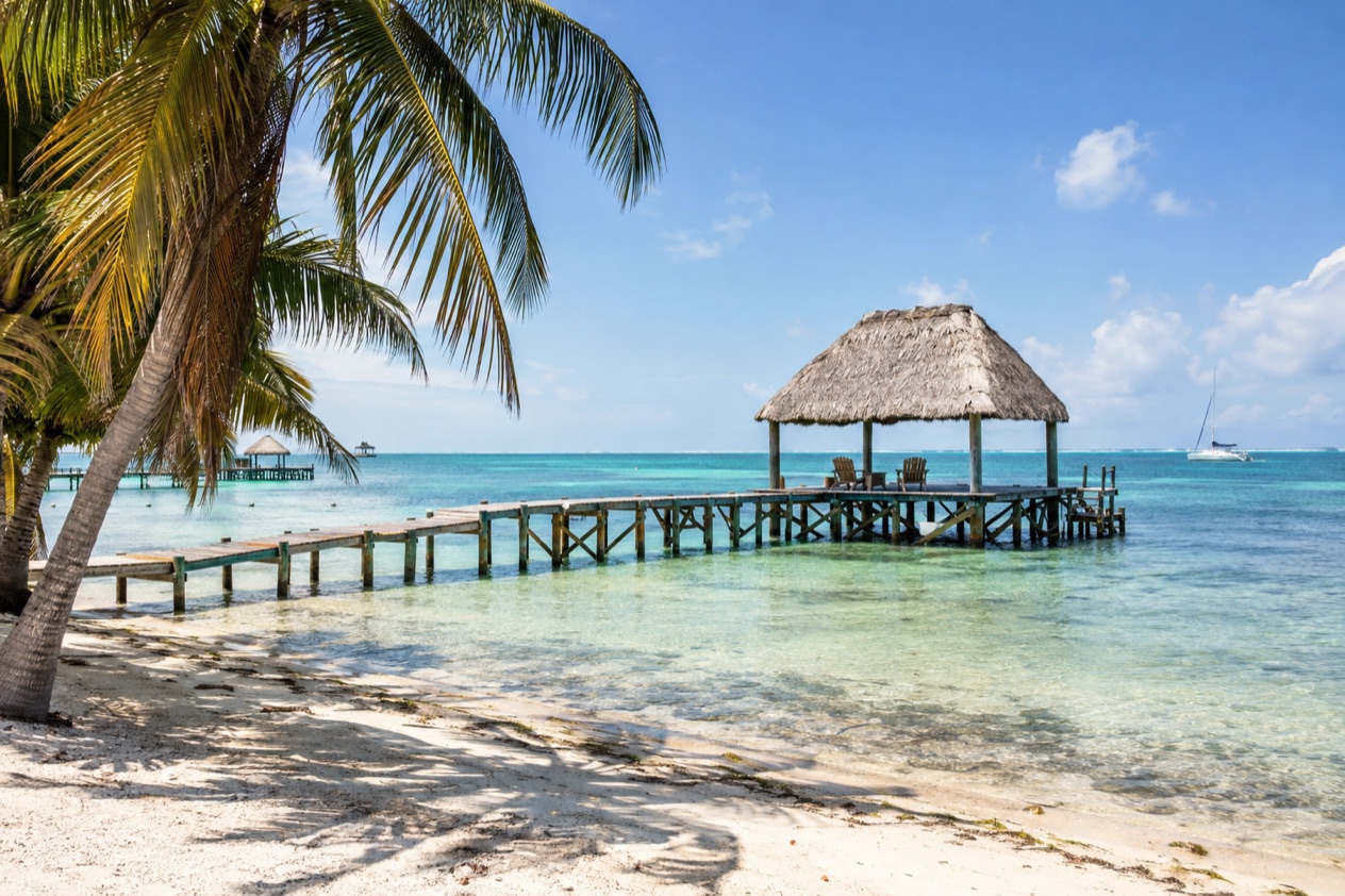 A pier on Ambergris Caye in spring