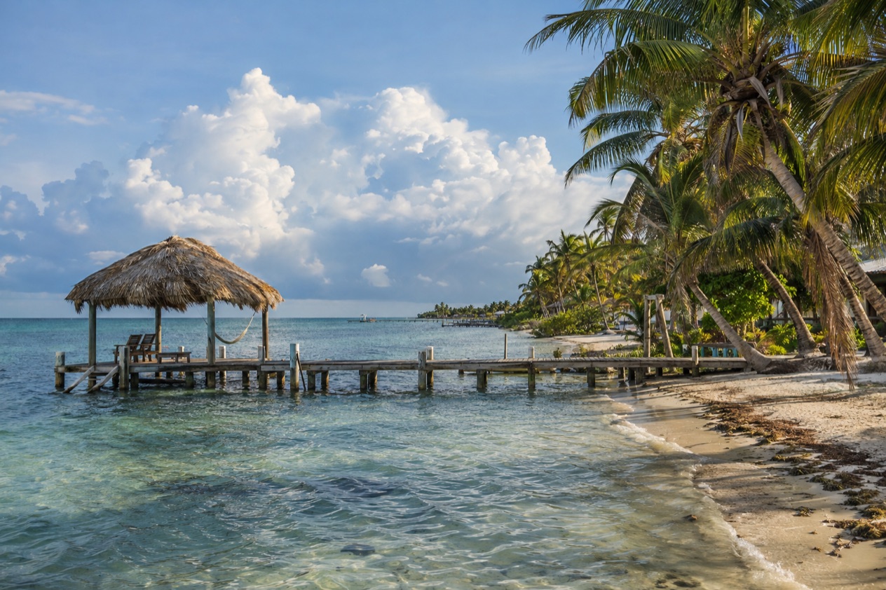A pier on Ambergris Caye in the wet season