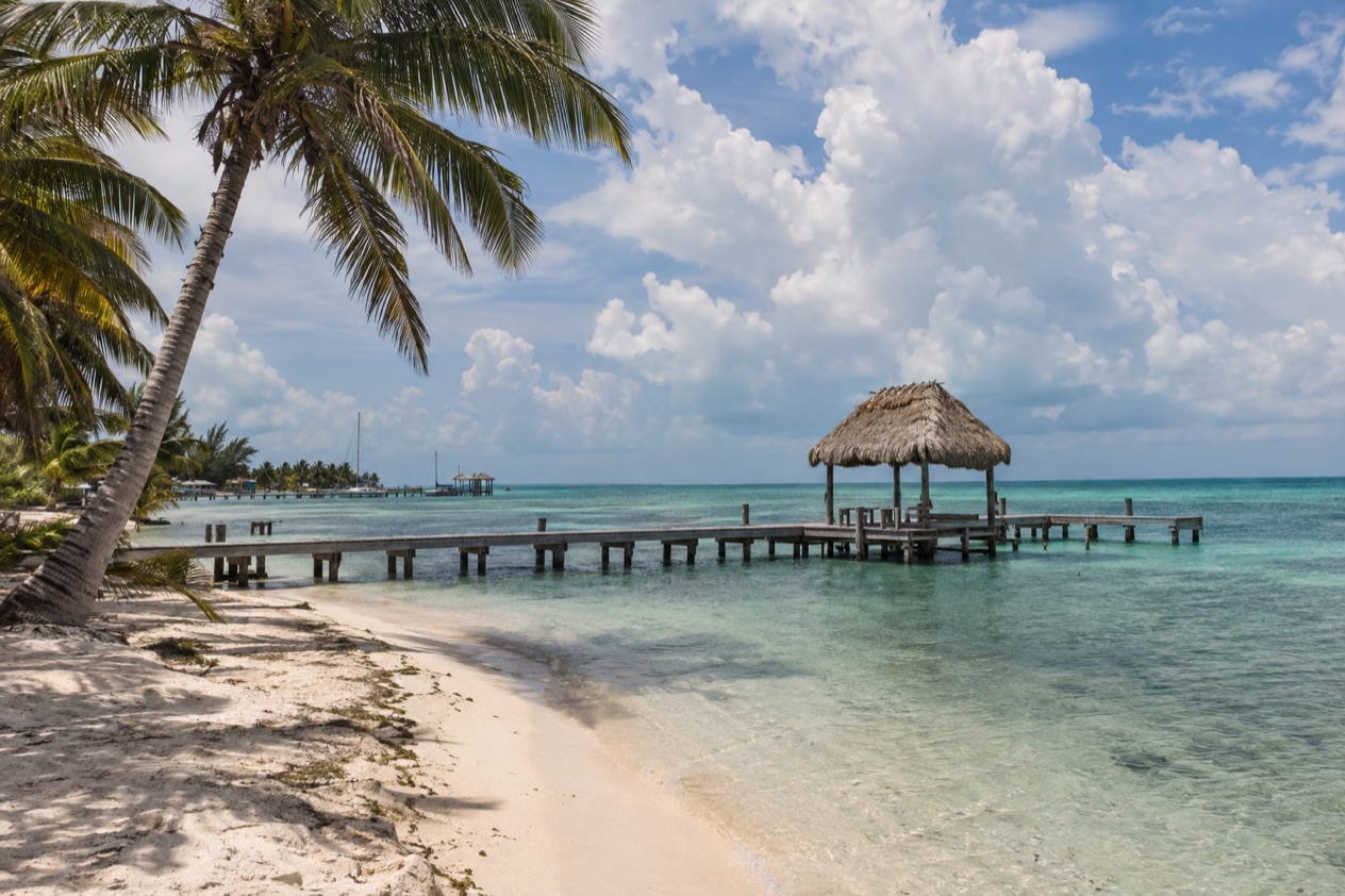 A pier on Ambergris Caye in the wet season