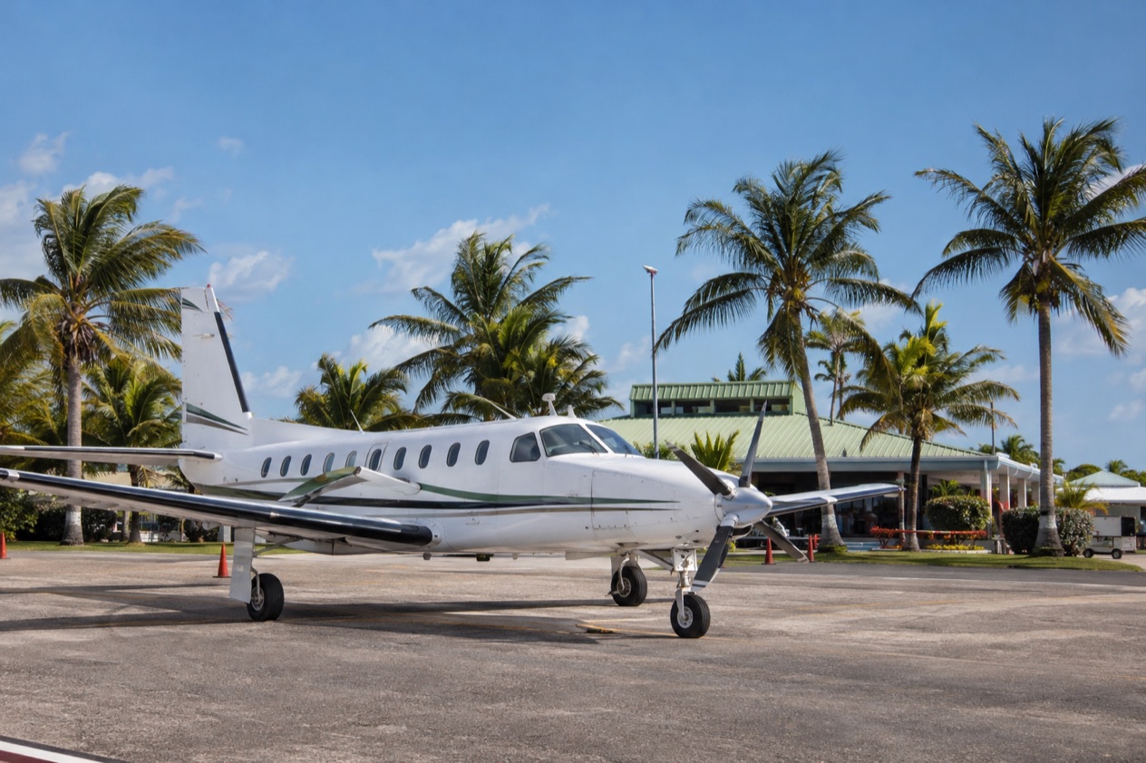 A small plane at a Belize airstrip