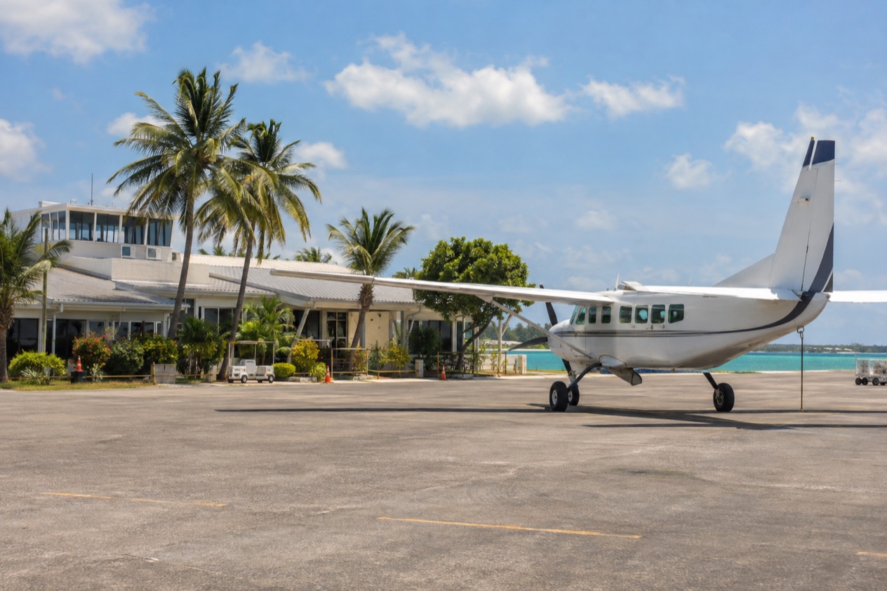 A small plane at a Belize airstrip