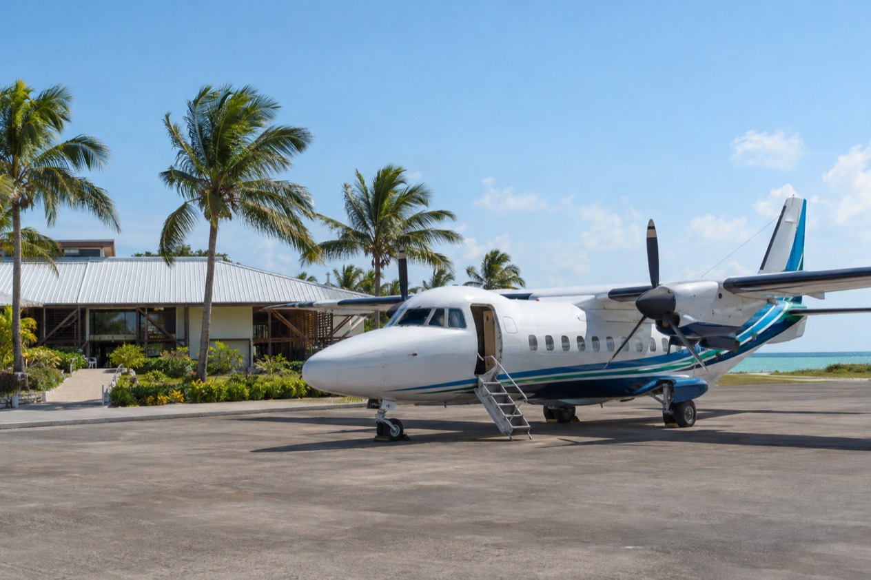A small plane at a Belize airstrip