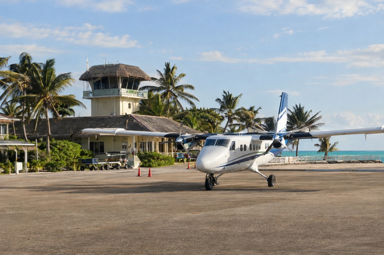 A small plane at a Belize airstrip