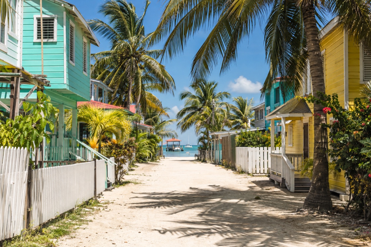 A sandy lane on Caye Caulker in spring