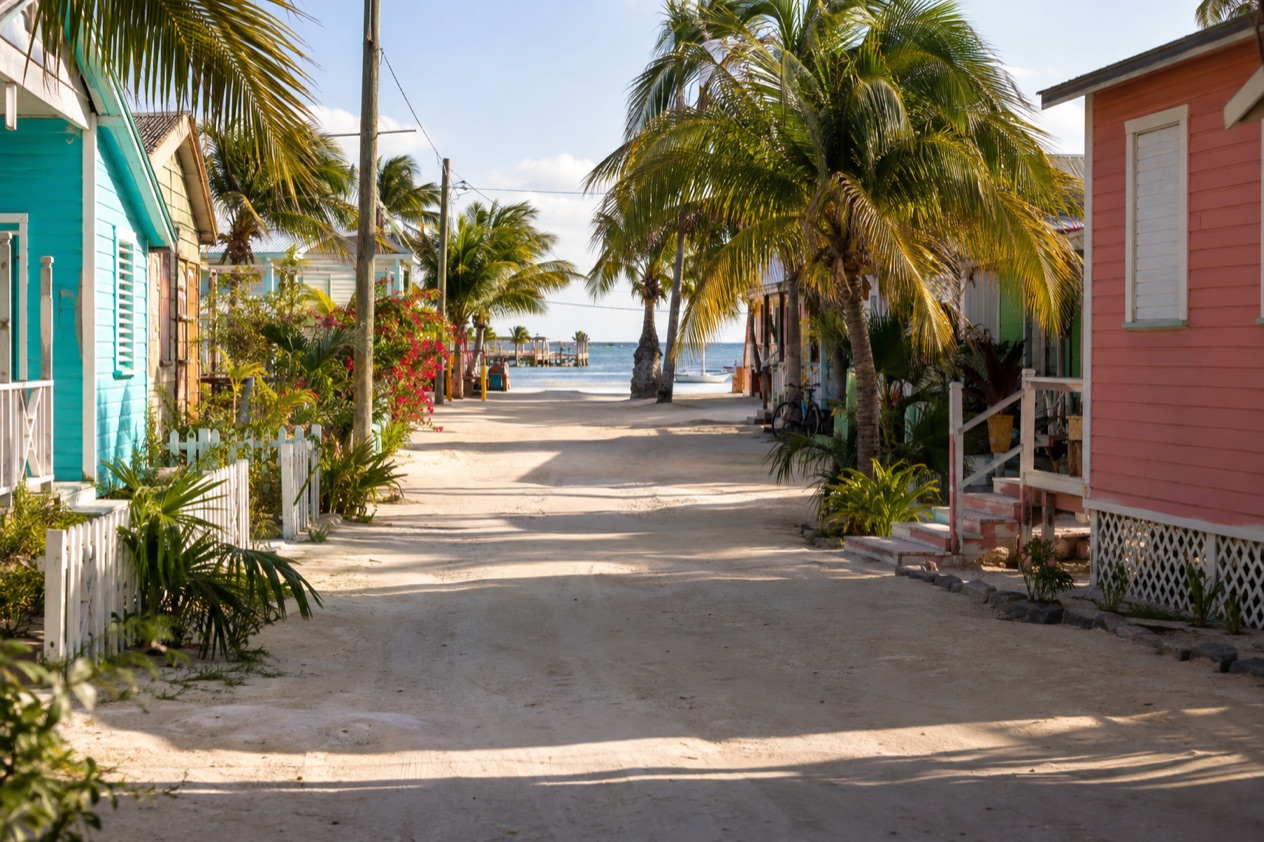A sandy lane on Caye Caulker