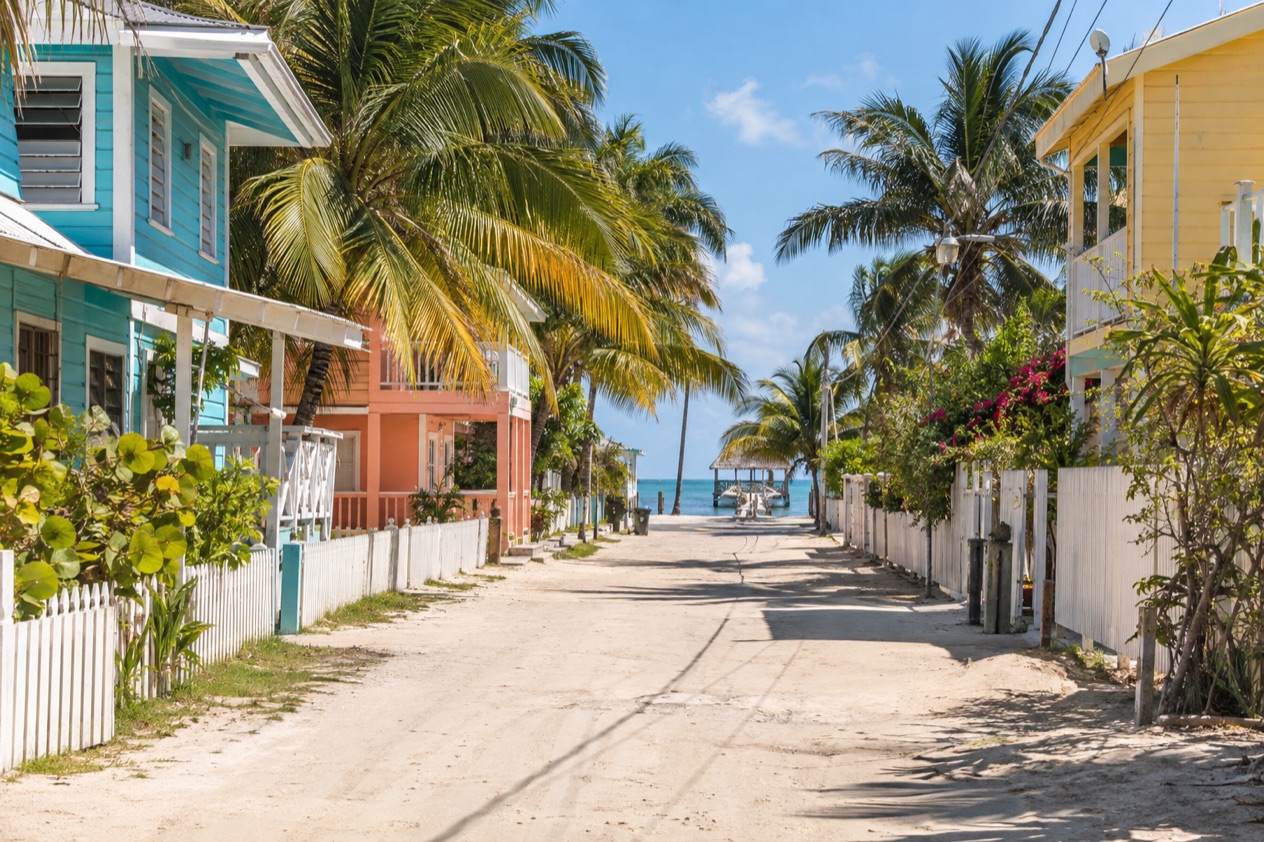A sandy lane on Caye Caulker in spring