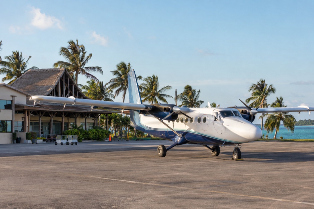 A small plane at a Belize airstrip