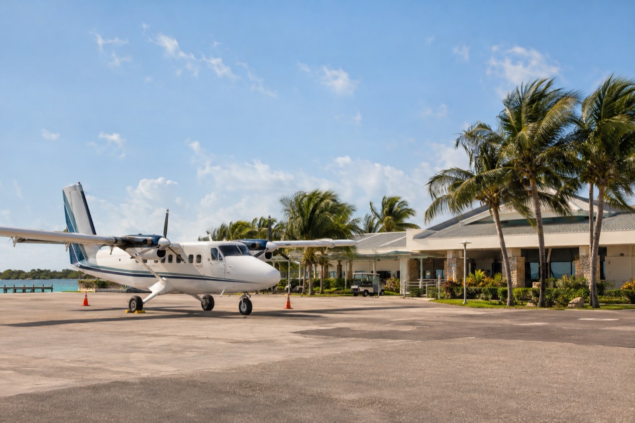 A small plane at a Belize airstrip