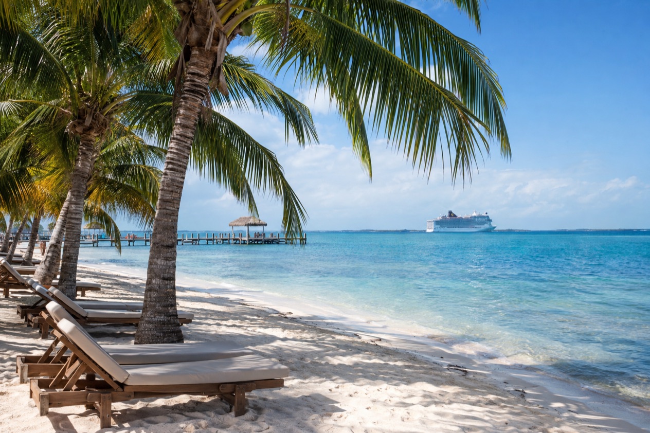 A beach at Harvest Caye