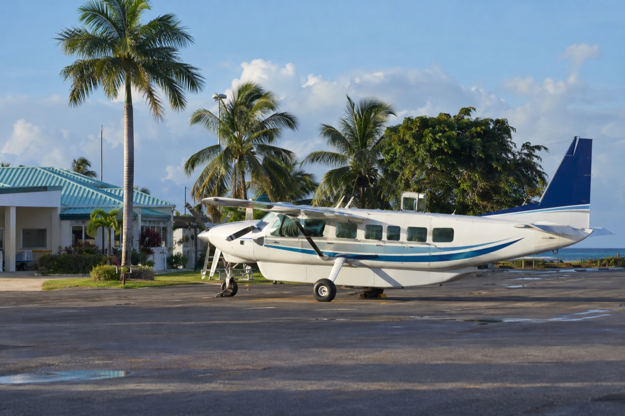 A small plane at a Belize airstrip