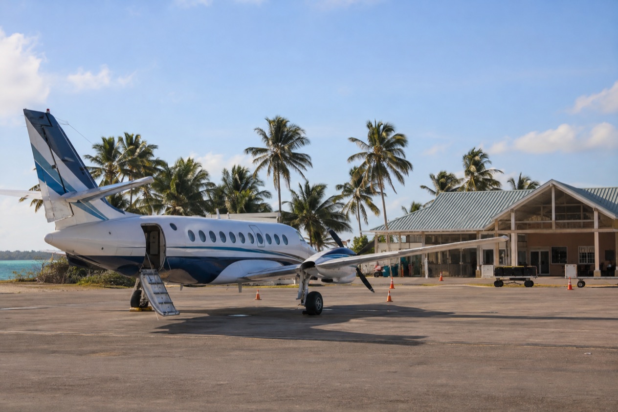 A small plane at a Belize airstrip