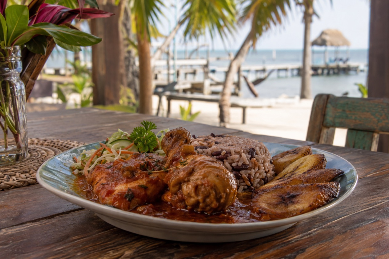 A plate of Belizean food