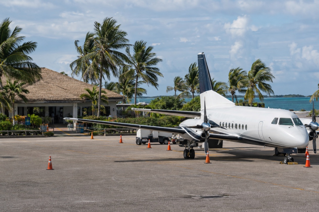 A small plane at a Belize airstrip