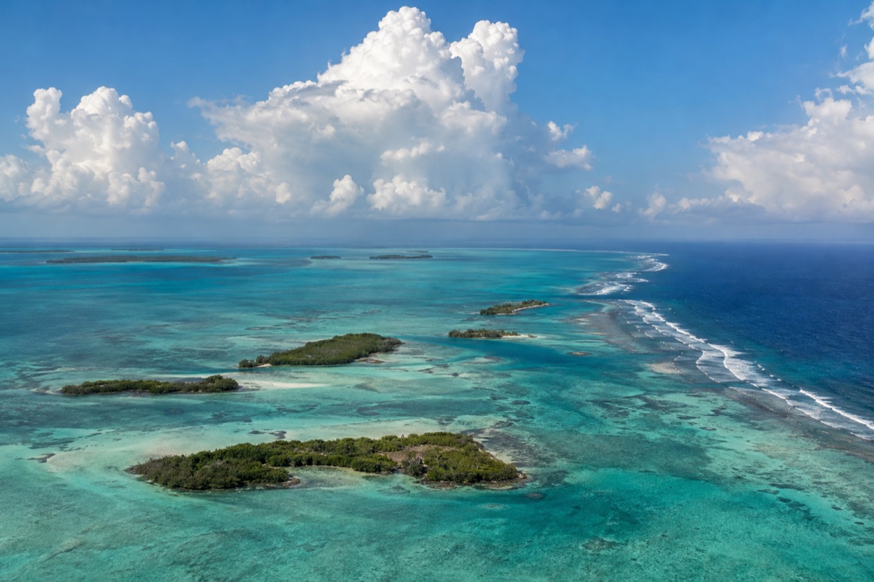 The barrier reef and cayes of Belize in the wet season