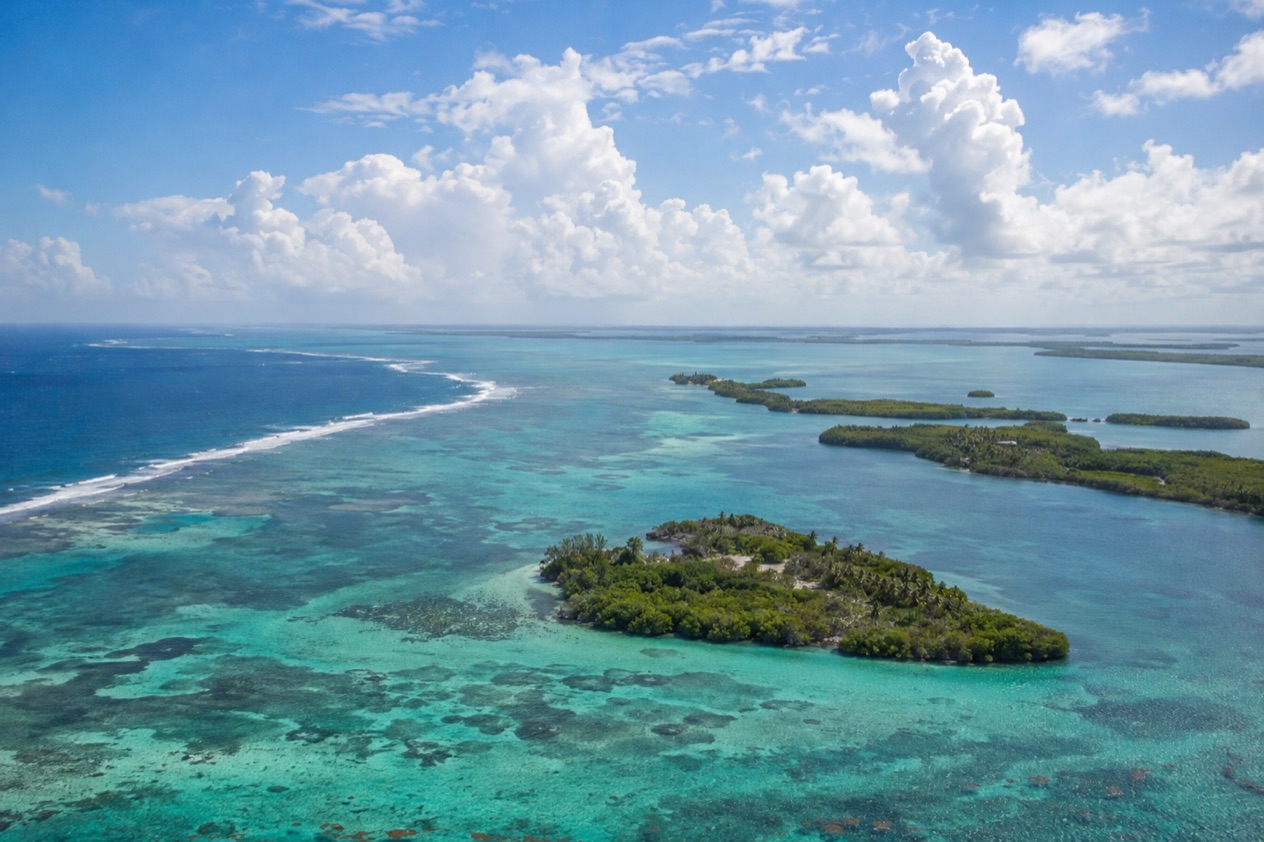 The barrier reef and cayes of Belize in the wet season