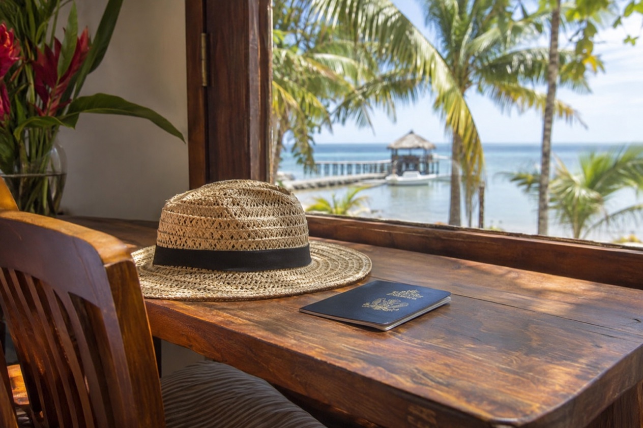 A passport on a table