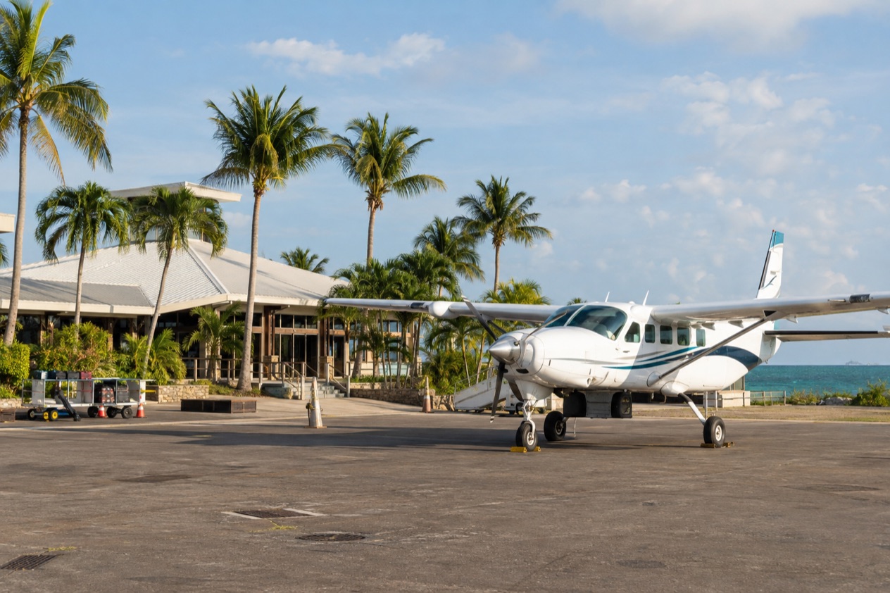 A small plane at a Belize airstrip