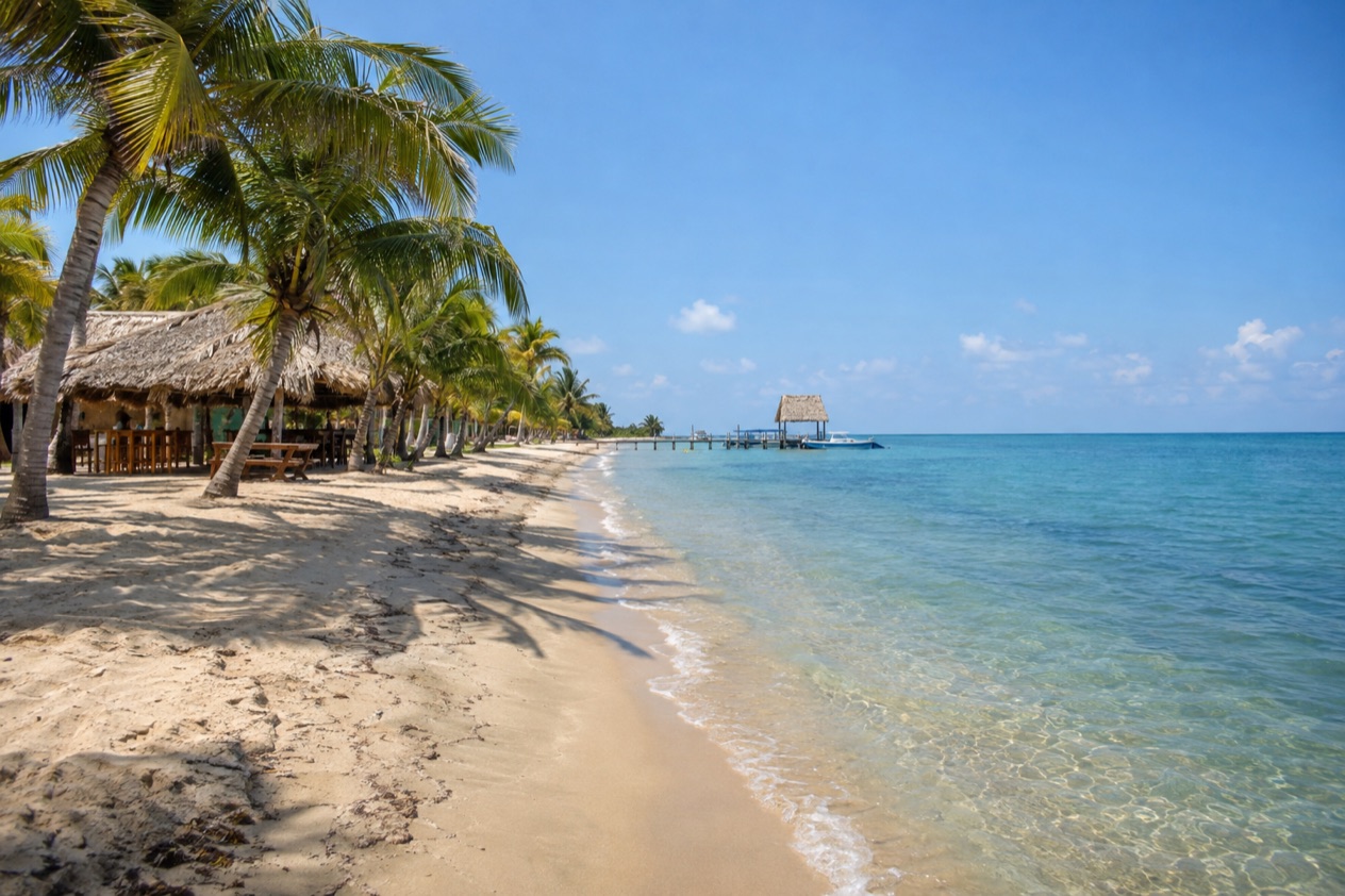 A beach at Placencia in the dry season