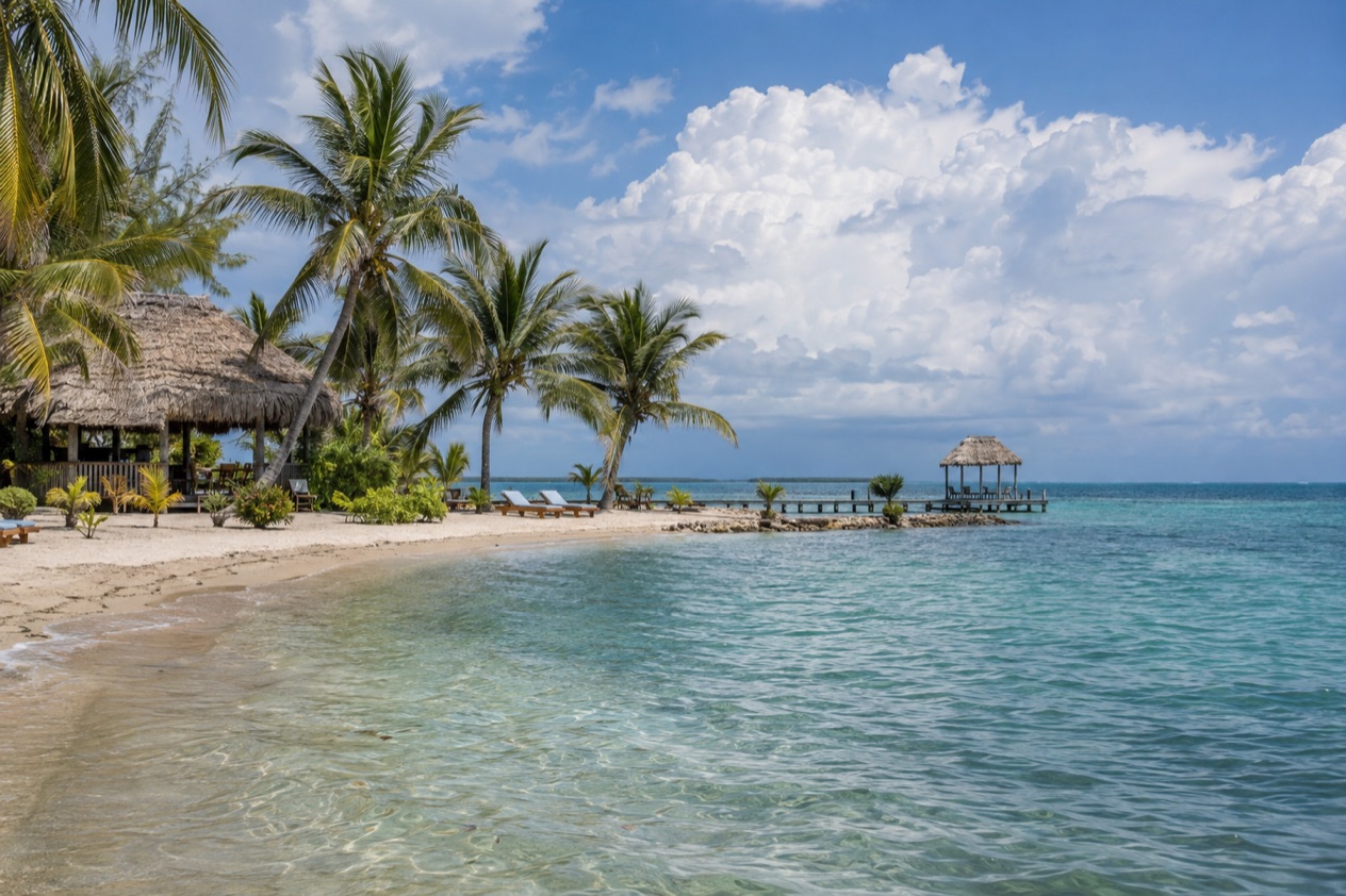 A beach at Placencia in the wet season