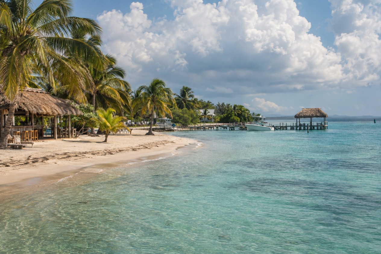A beach at Placencia in the wet season