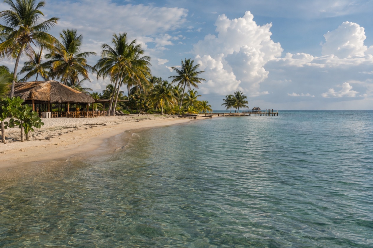 A beach at Placencia in the wet season