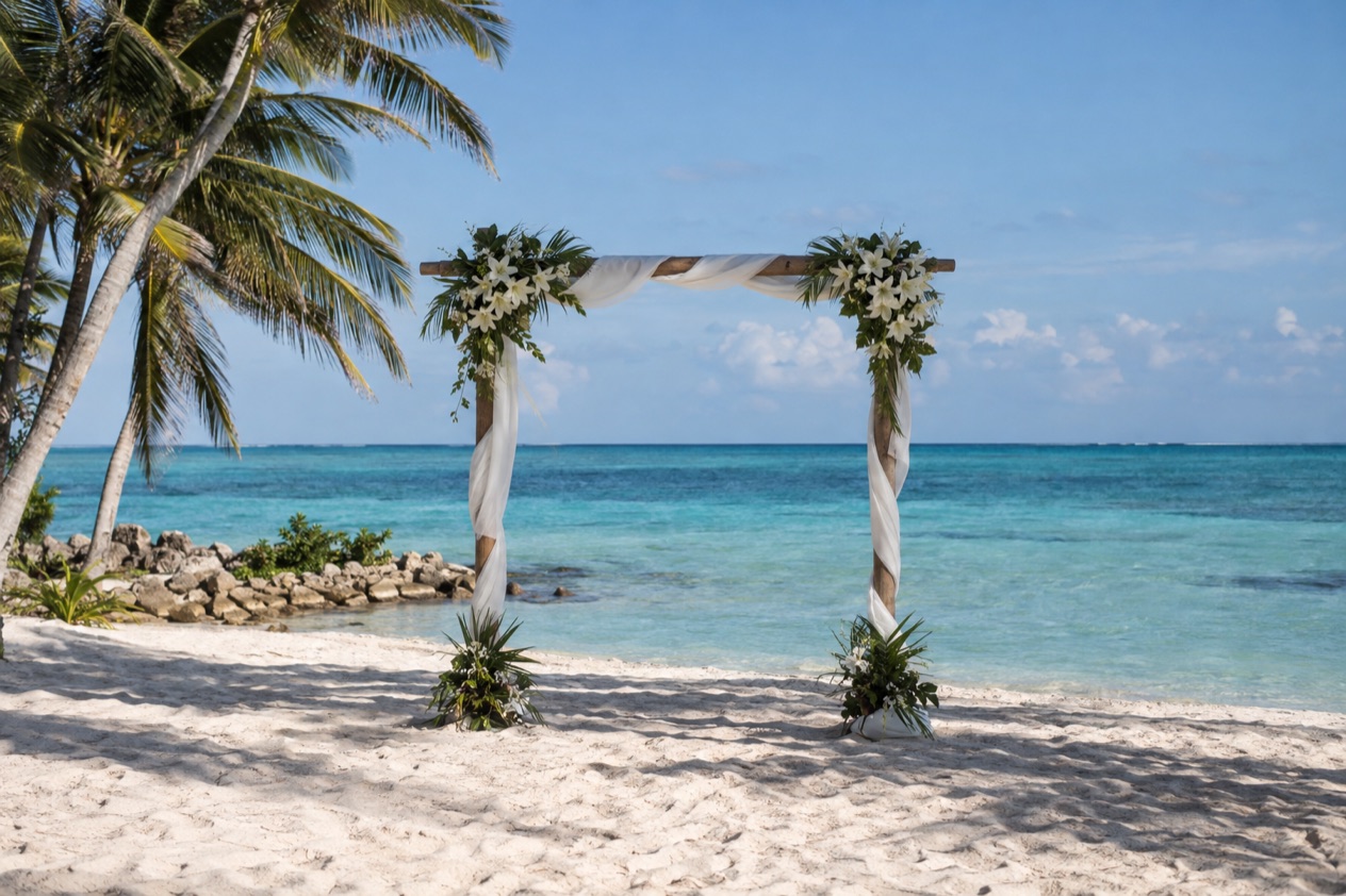 A beach wedding arch