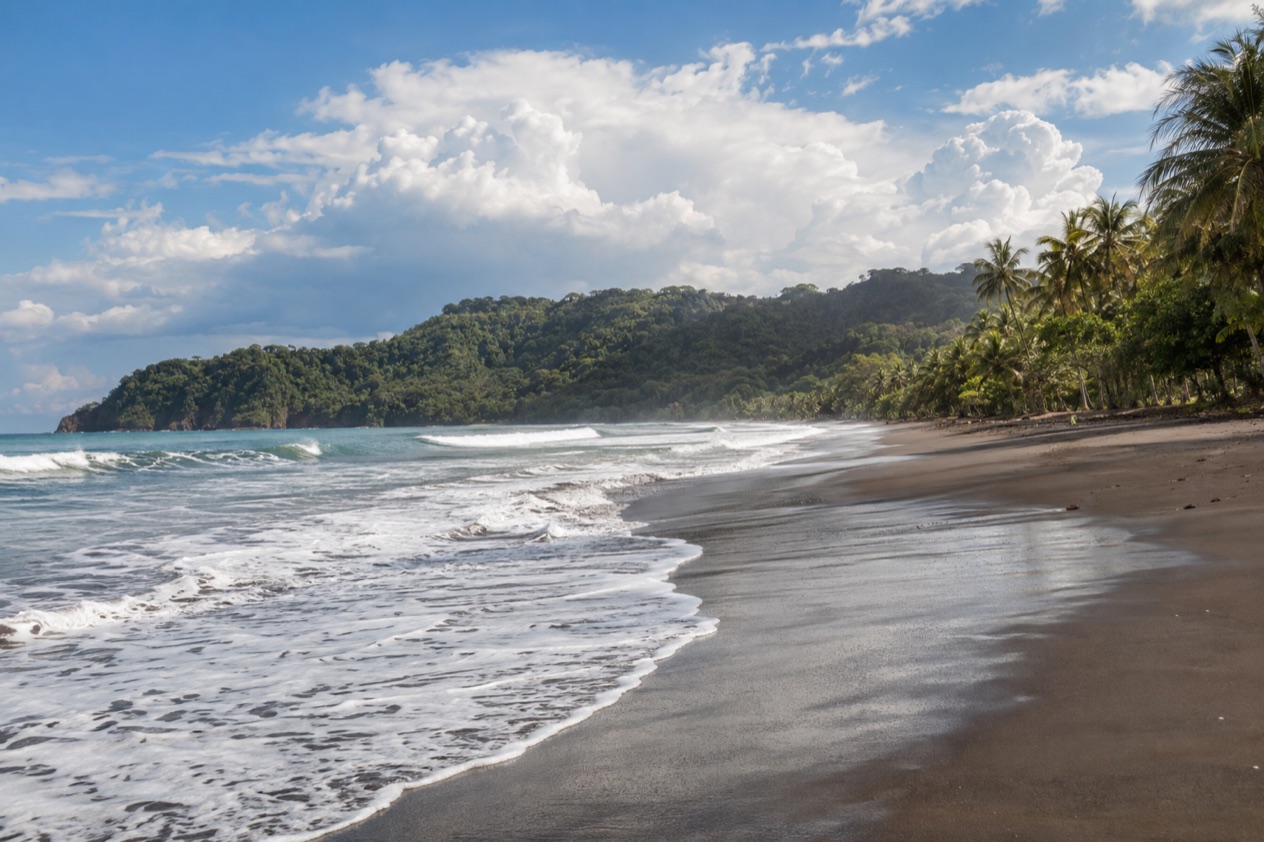 The surf beach at Jaco in the green season
