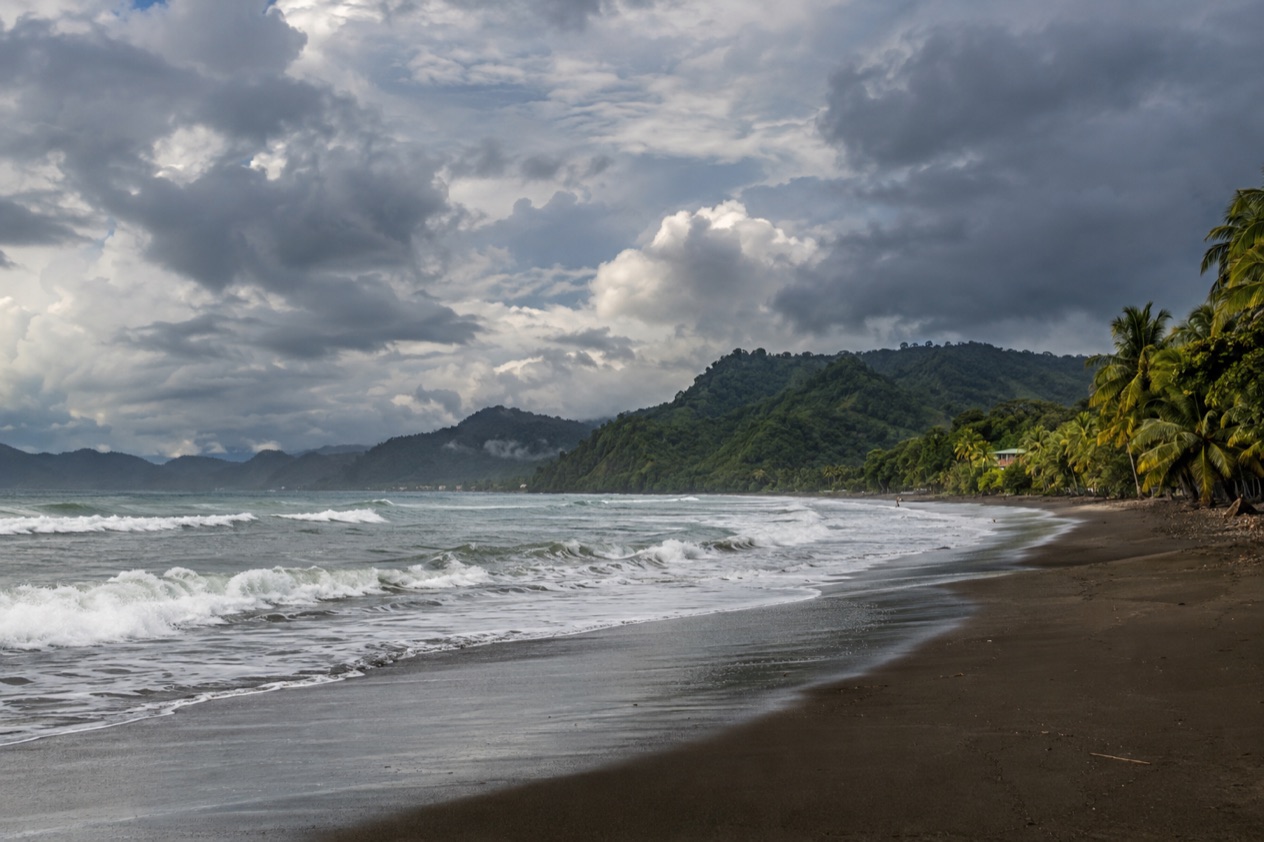 The surf beach at Jaco in the rainiest months