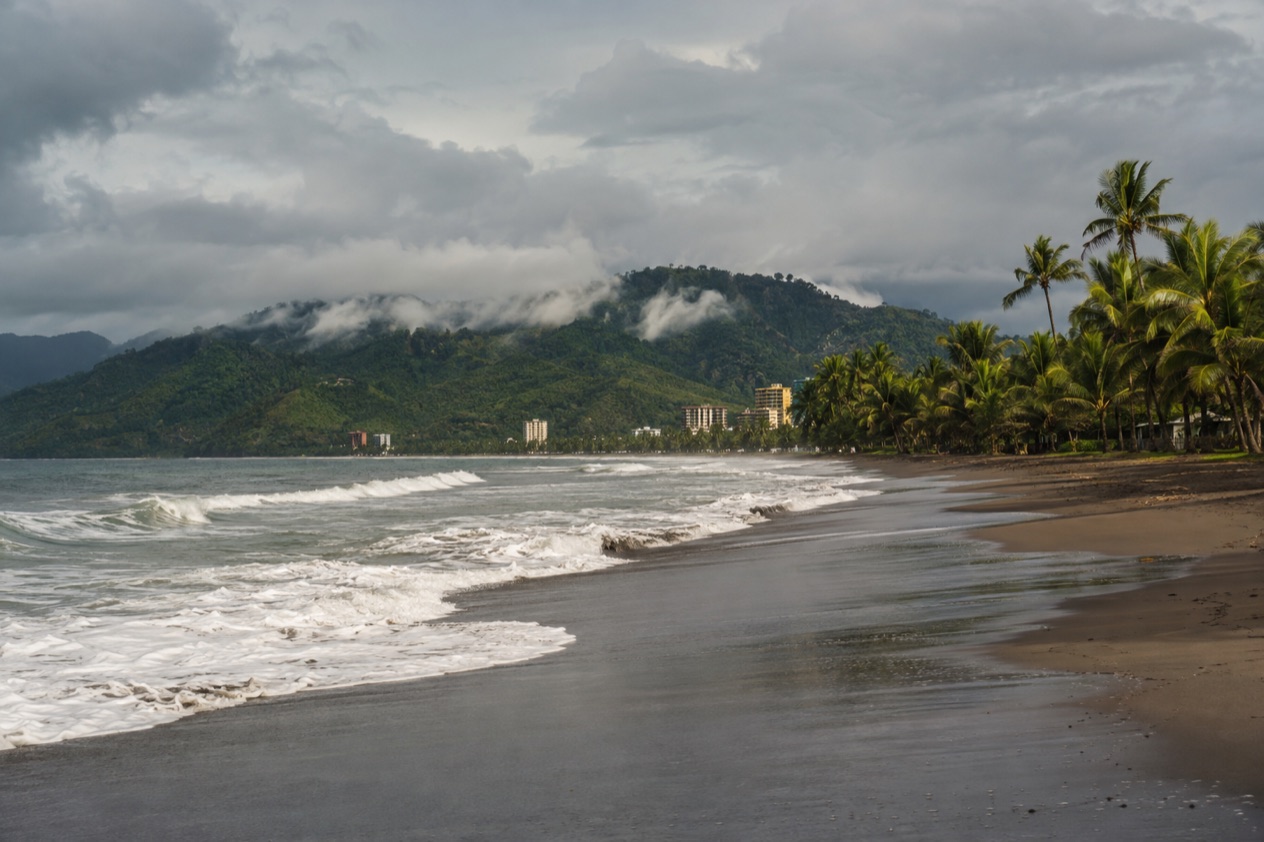 The surf beach at Jaco in the rainiest months