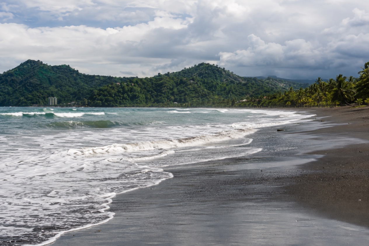 The surf beach at Jaco in the rainiest months